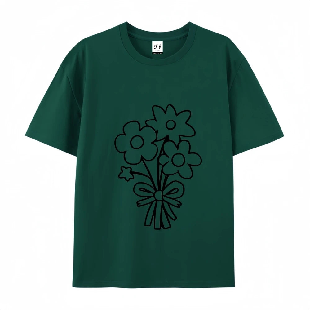 Clothing Womens Flower Bunch Y2K Tee Garden Fresh Cotton