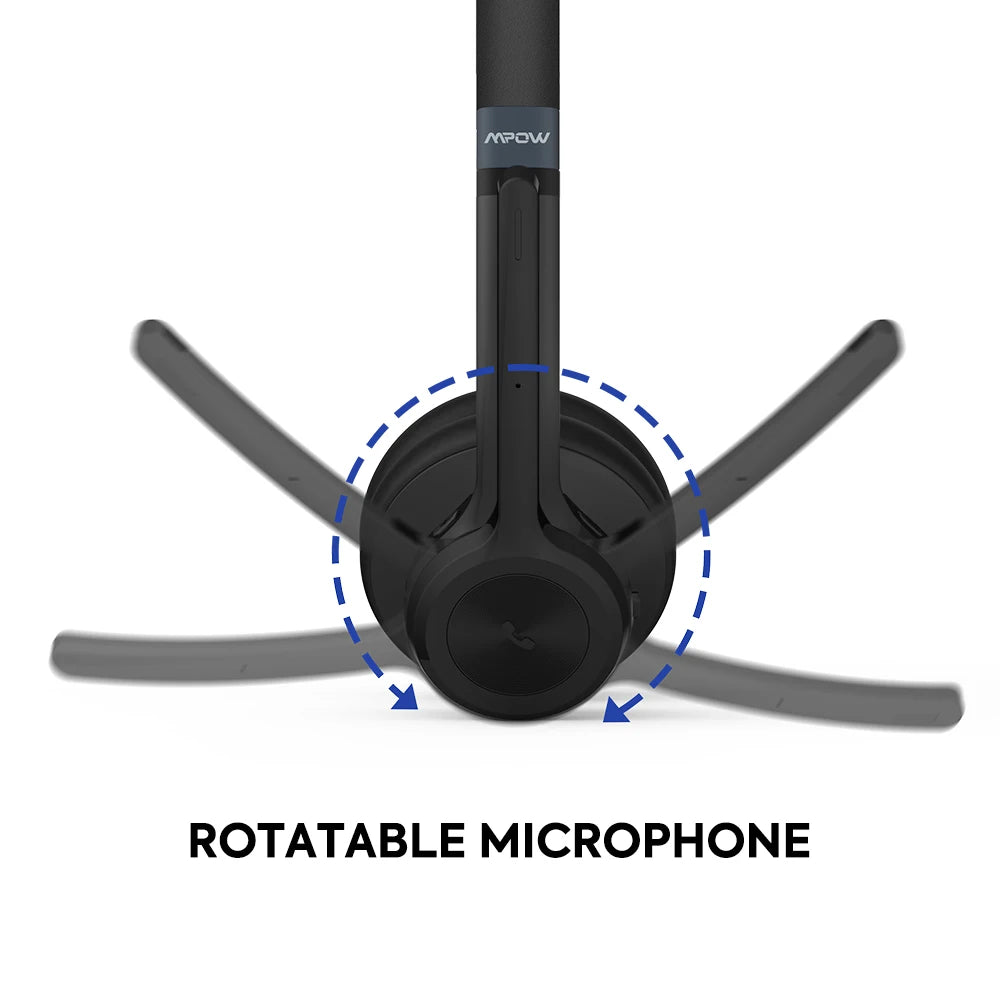 MPOW HC9 Bluetooth 5.3 Headset With Noise Cancelling Mic