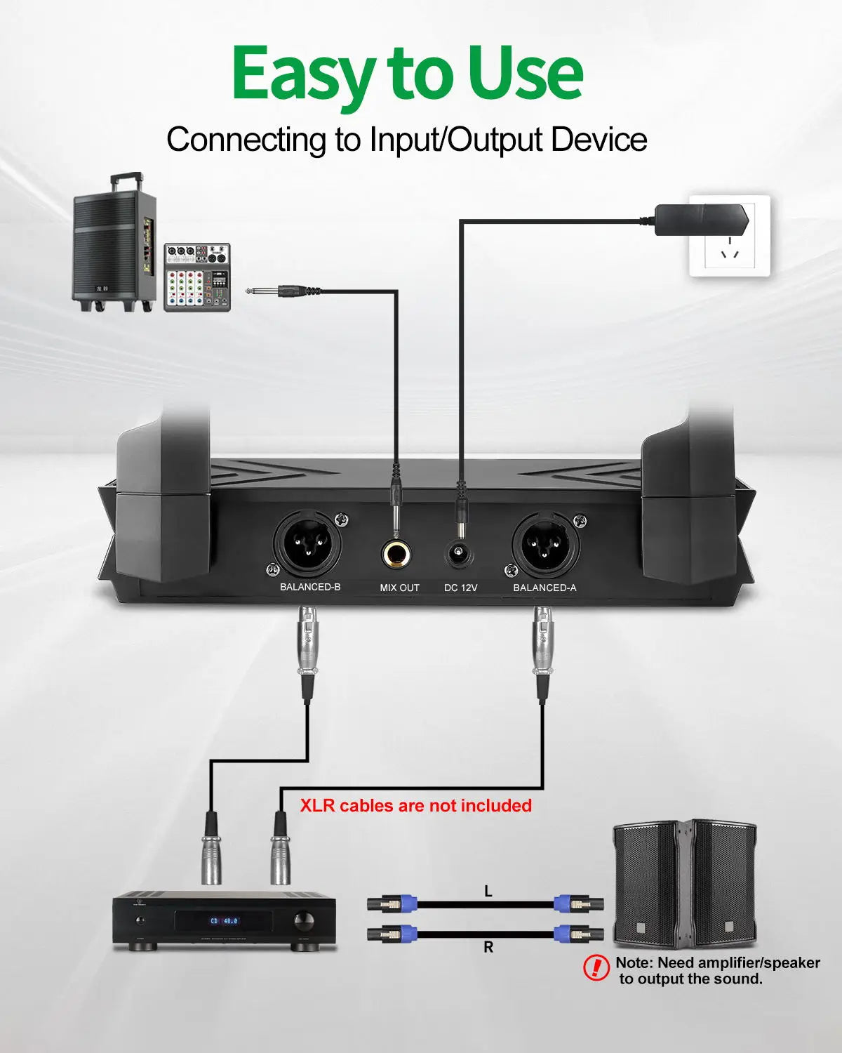 Aveek Wireless Microphone System Dual UHF Cordless Mics