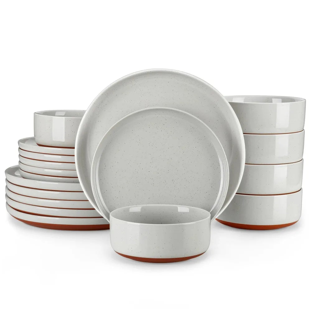 MALACASA Tara Stoneware Dinner Set With Layered Glaze