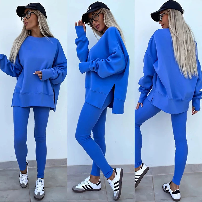 SCACTOCN Women Spring Autumn Sports Hoodie Two Piece Set