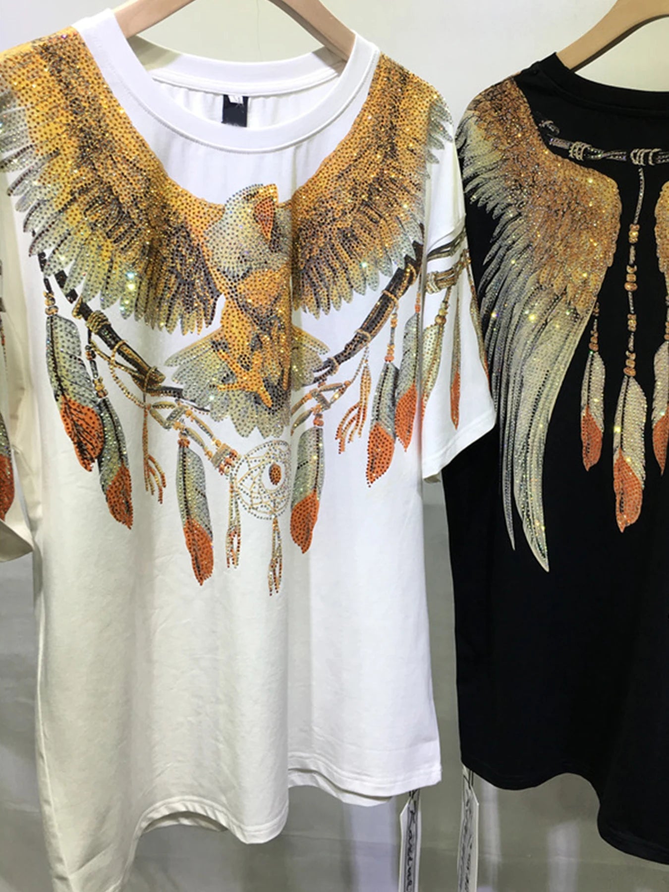 Clothing Graphic Eagle Rhinestone Tee Fit Short Sleeve