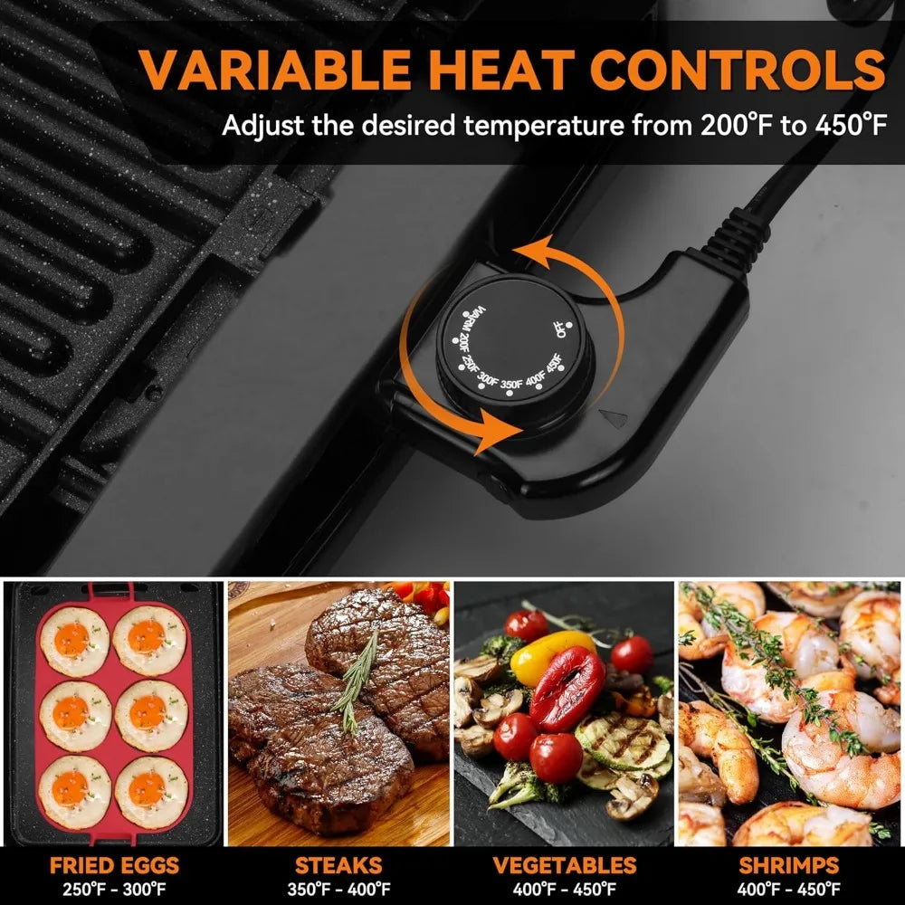 Baker's Friend Indoor Griddle and Grill 2 in 1 Versatile
