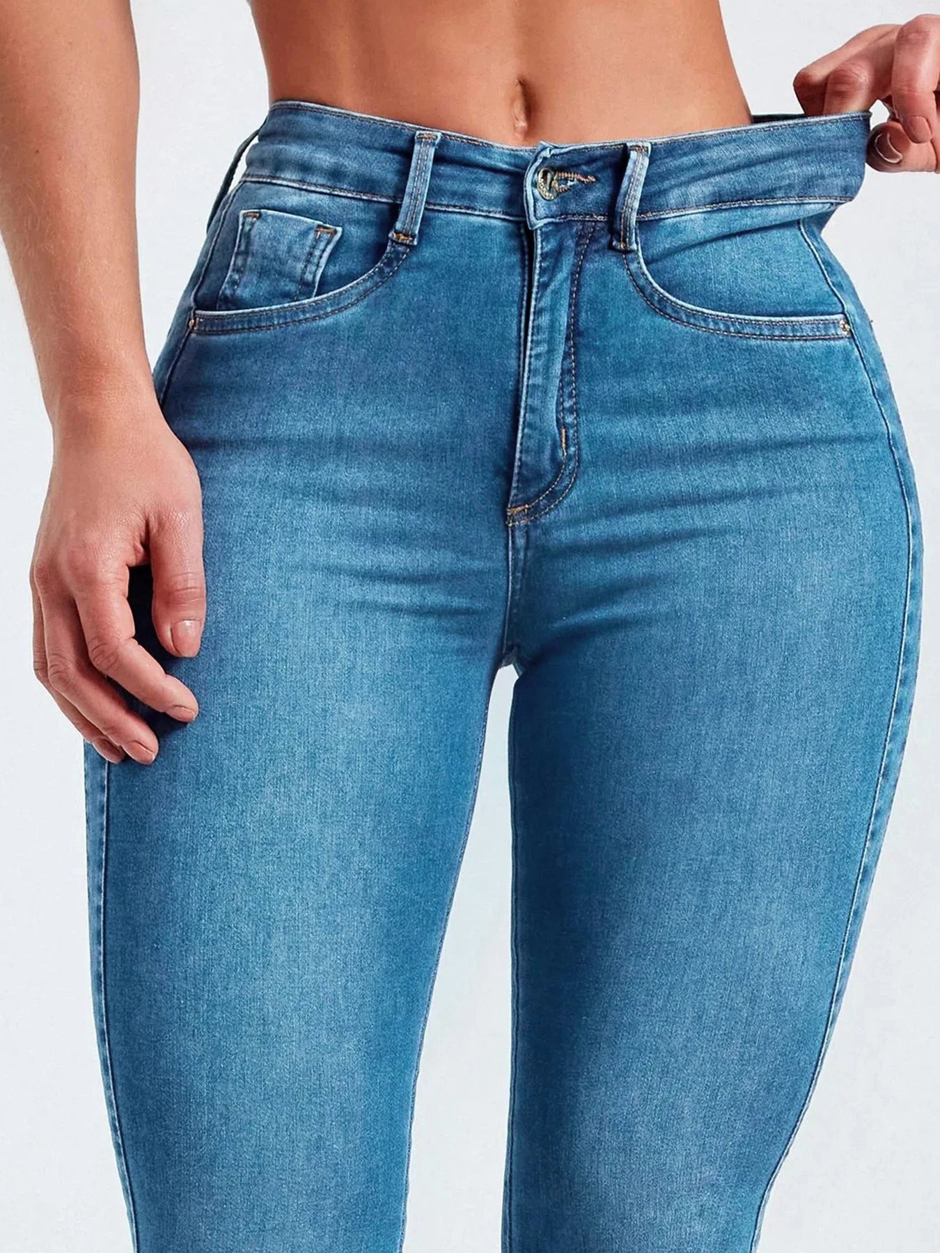 CN Guangdong Women Slim Stretch Jeans High Rise Denim
