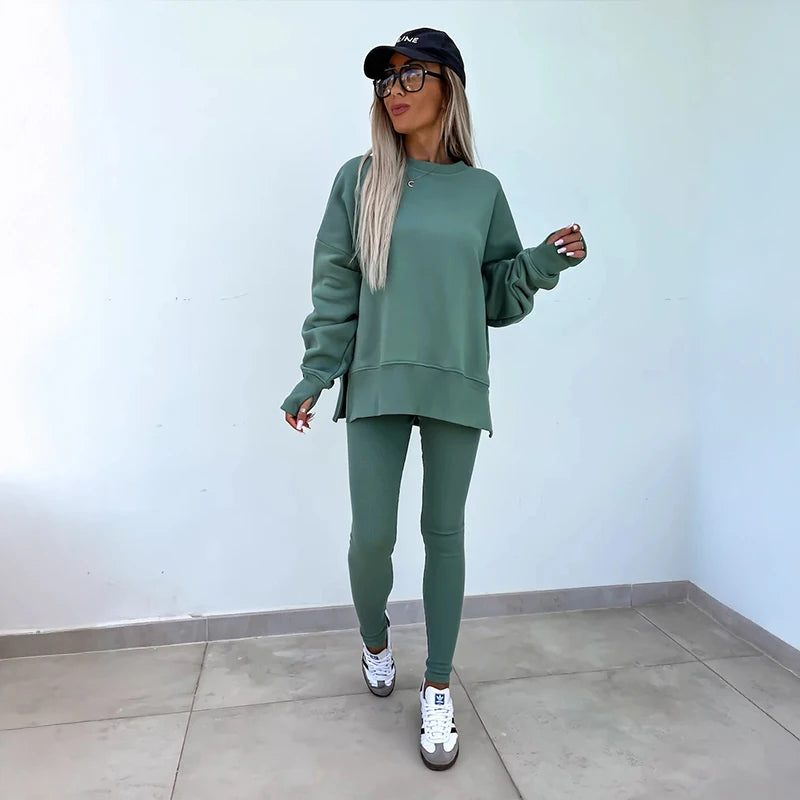 SCACTOCN Women Spring Autumn Sports Hoodie Two Piece Set