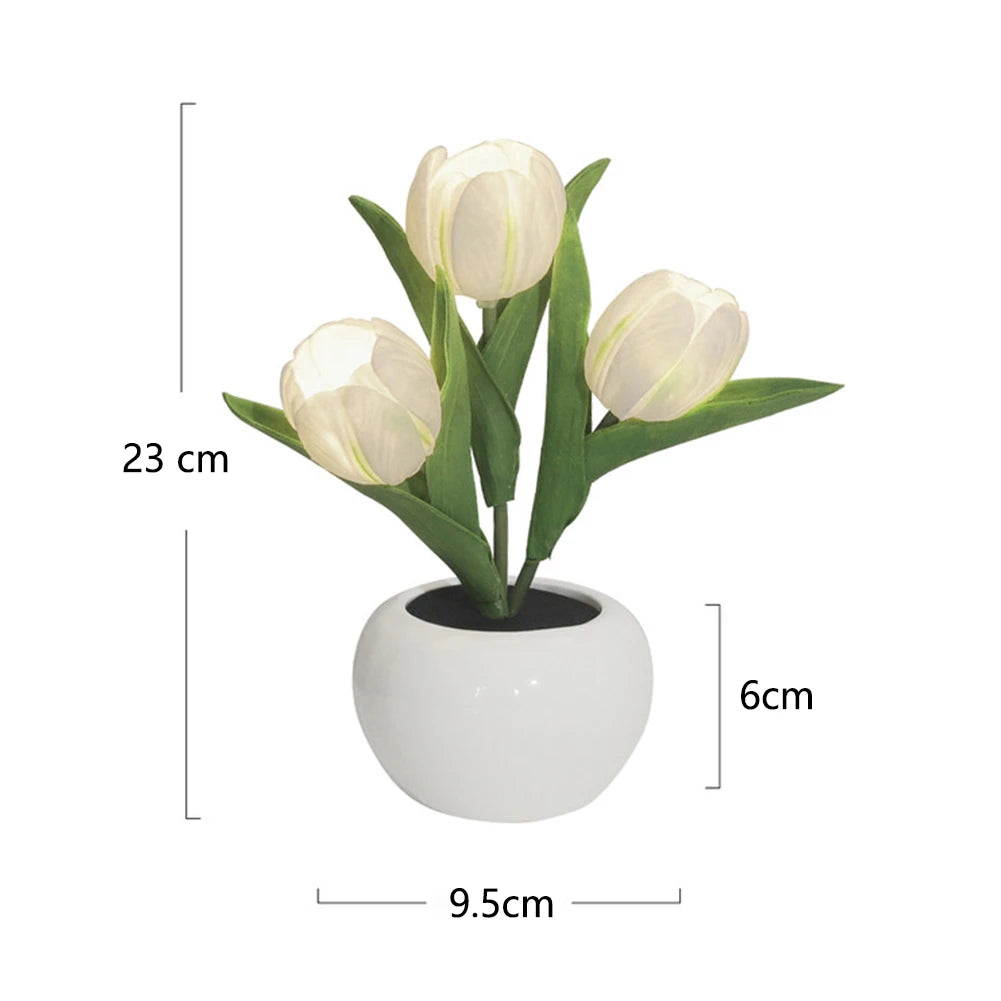 Led Artificial Flower Simulation Tulip Night Light Fake Flower Table Ornaments Home Decoration For Living Room Bedroom Desktop