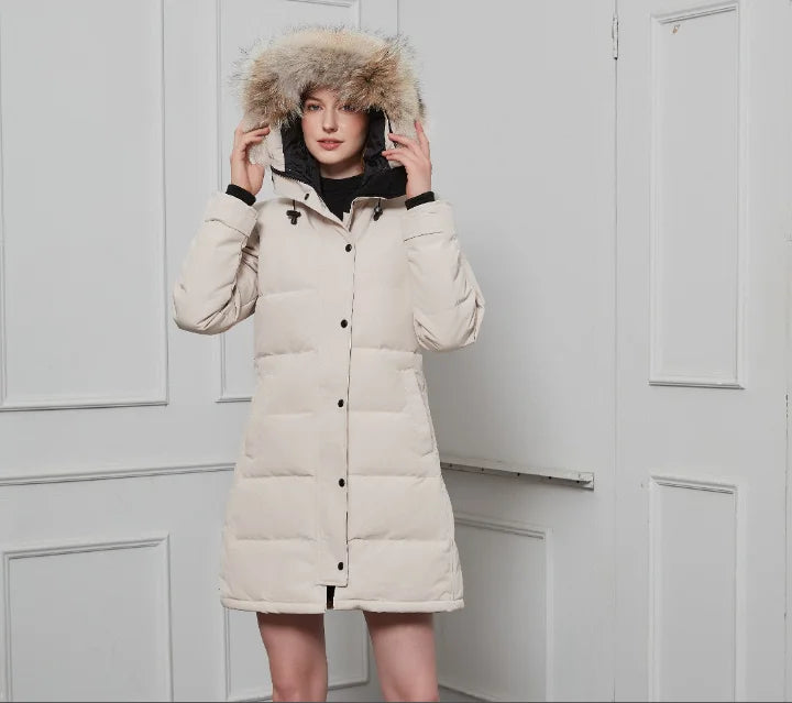 Premium Womens Down Jacket Hooded Winter Coat Designer