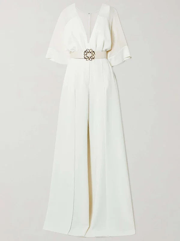 OSHOPLIVECN Elegant One Piece Jumpsuit With V Neck Raglan