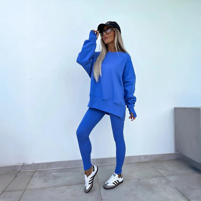 SCACTOCN Women Spring Autumn Sports Hoodie Two Piece Set