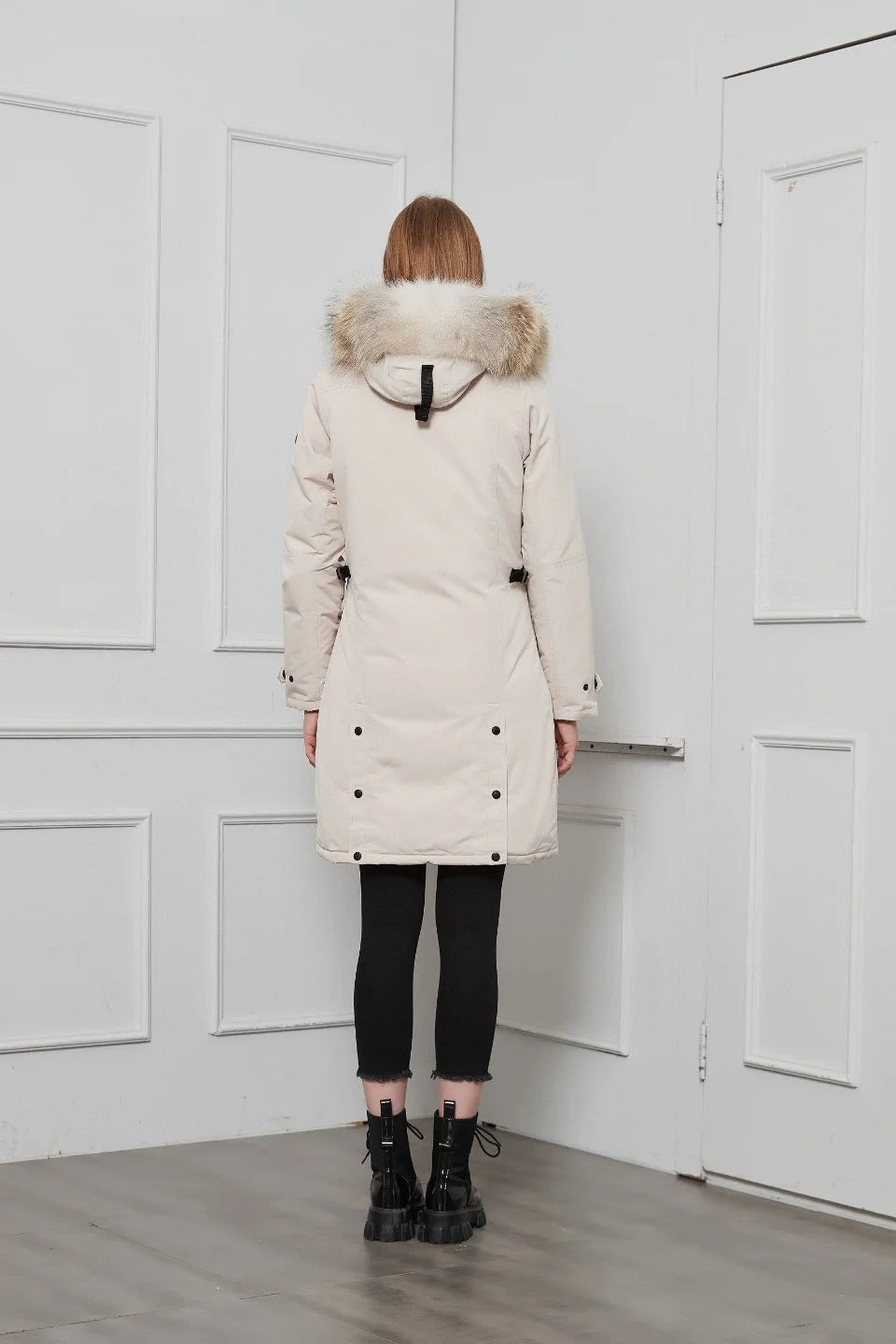 Guangdong Down Jacket Women Long Hooded Winter Coat
