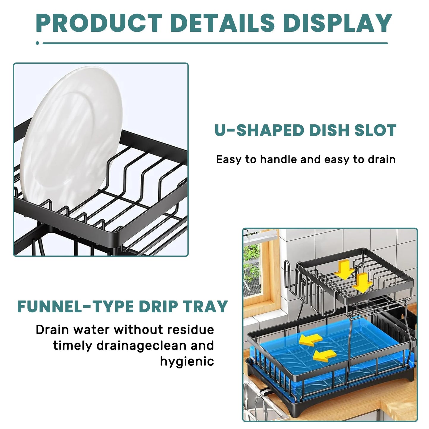 Hign-concerned 2-Tier Dish Drying Rack For Countertops