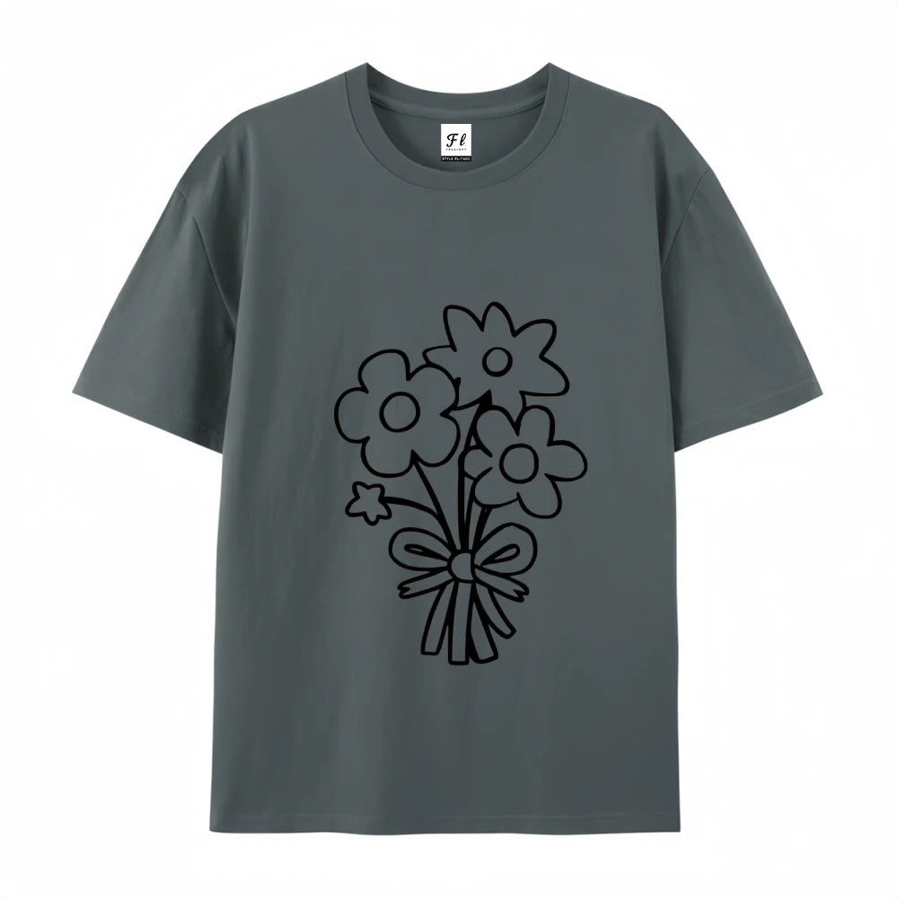 Clothing Womens Flower Bunch Y2K Tee Garden Fresh Cotton