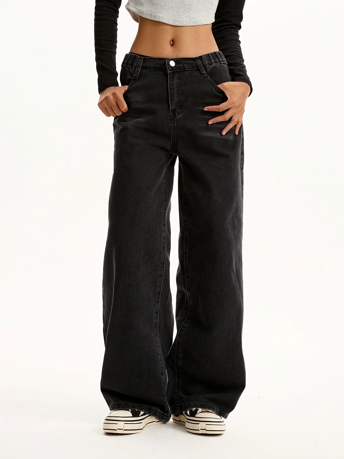 CN Guangdong Teen Girls Denim Jeans Preppy Straight Leg