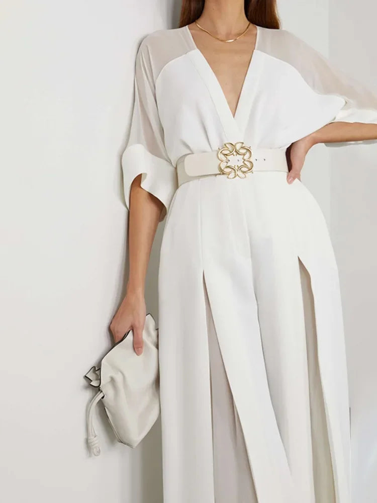 OSHOPLIVECN Elegant One Piece Jumpsuit With V Neck Raglan
