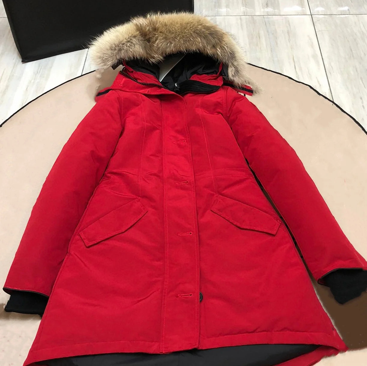 Fujian Womens Long Down Parka Winter Coat Luxury Wool Blend