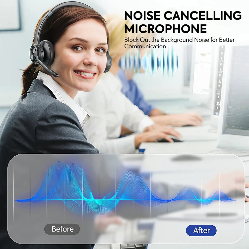 MPOW HC9 Bluetooth 5.3 Headset With Noise Cancelling Mic