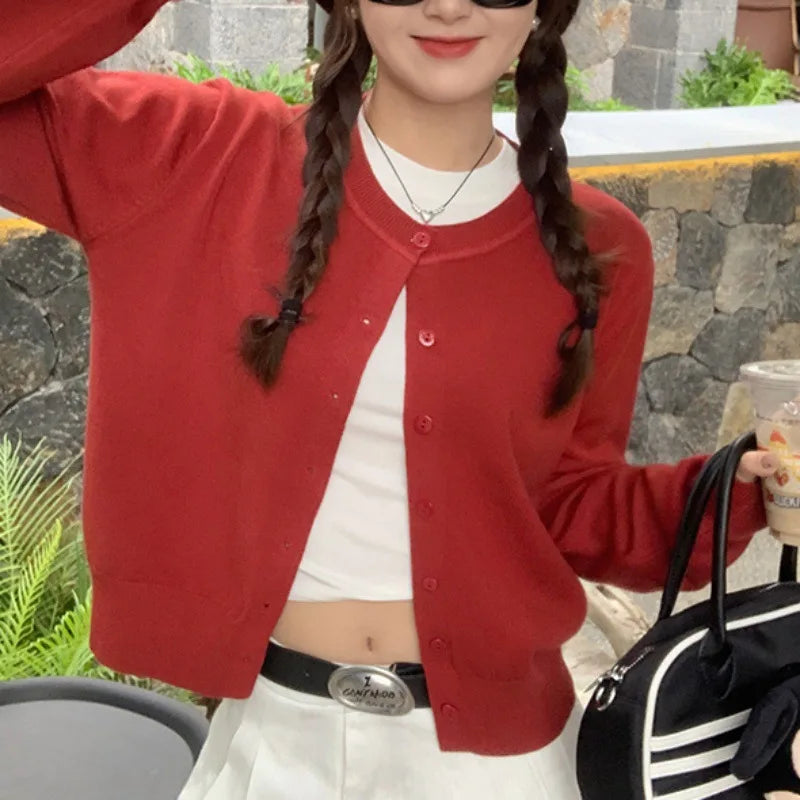 YIYUEQIANLICN Women V Neck Knit Cardigan Button Sweater