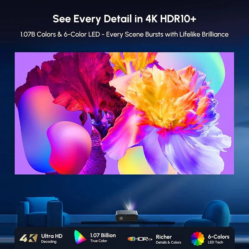 ZCGIOBN 4K Laser Projector With Android TV Smart HDR