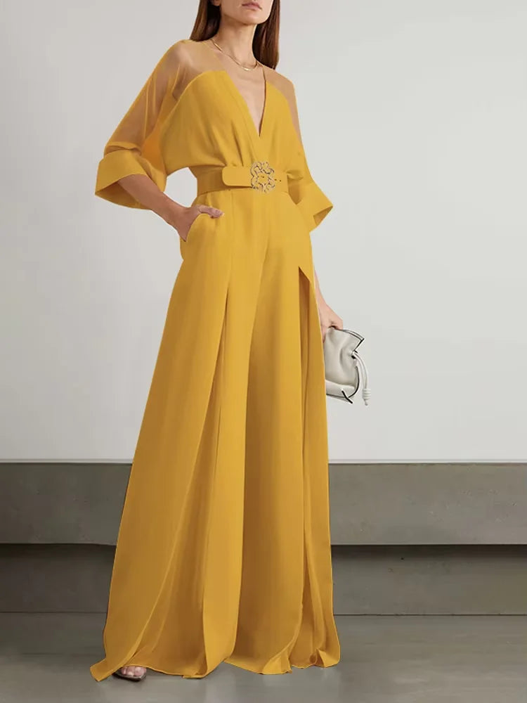 OSHOPLIVECN Elegant One Piece Jumpsuit With V Neck Raglan