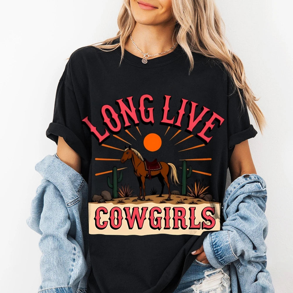 Clothing Cotton Womens Western Cowgirl Graphic Tee
