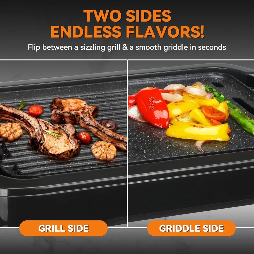 Baker's Friend Indoor Griddle and Grill 2 in 1 Versatile