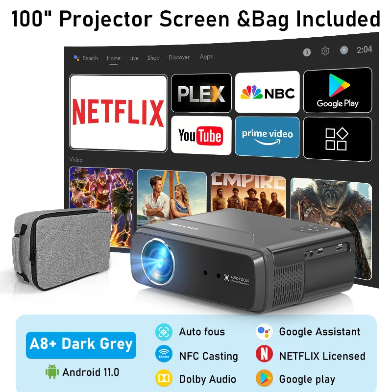 ZCGIOBN 4K Laser Projector With Android TV Smart HDR