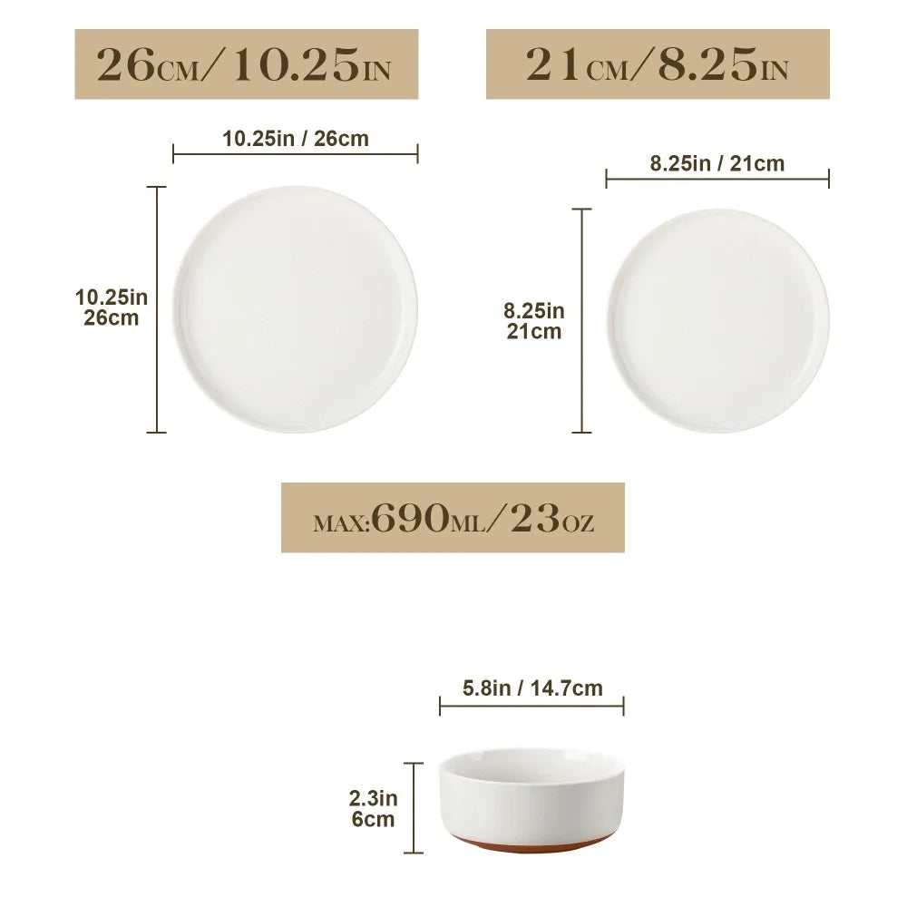 MALACASA Tara Stoneware Dinner Set With Layered Glaze