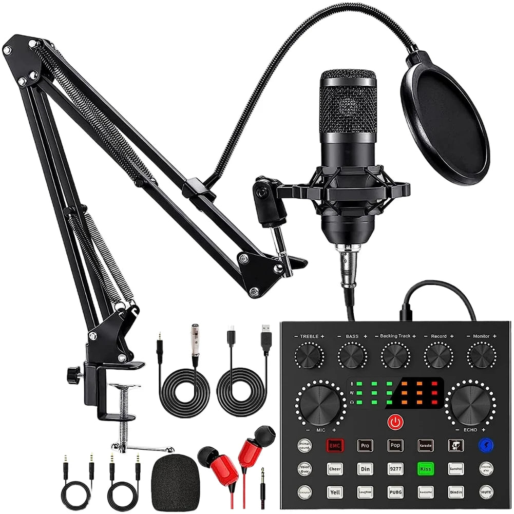 Alloet BM800 V8s Podcast Sound Card Kit With Condenser Mic