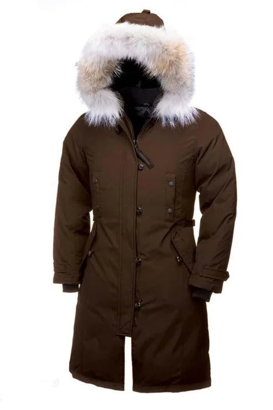 Guangdong Down Jacket Women Long Hooded Winter Coat