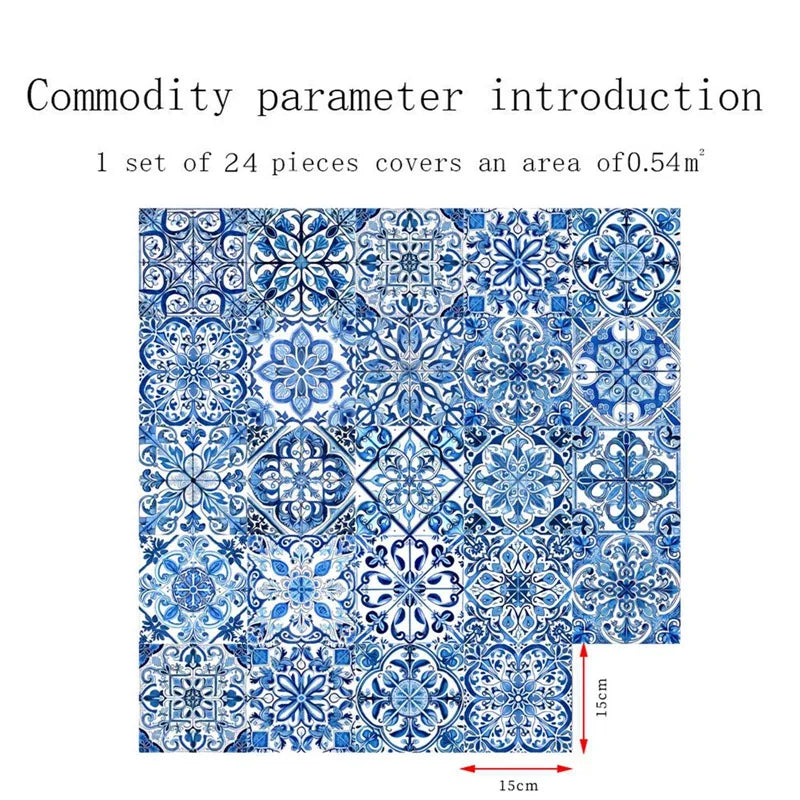 Moroccan Style Tile Sticker 24 Piece Wall Decals Backsplash