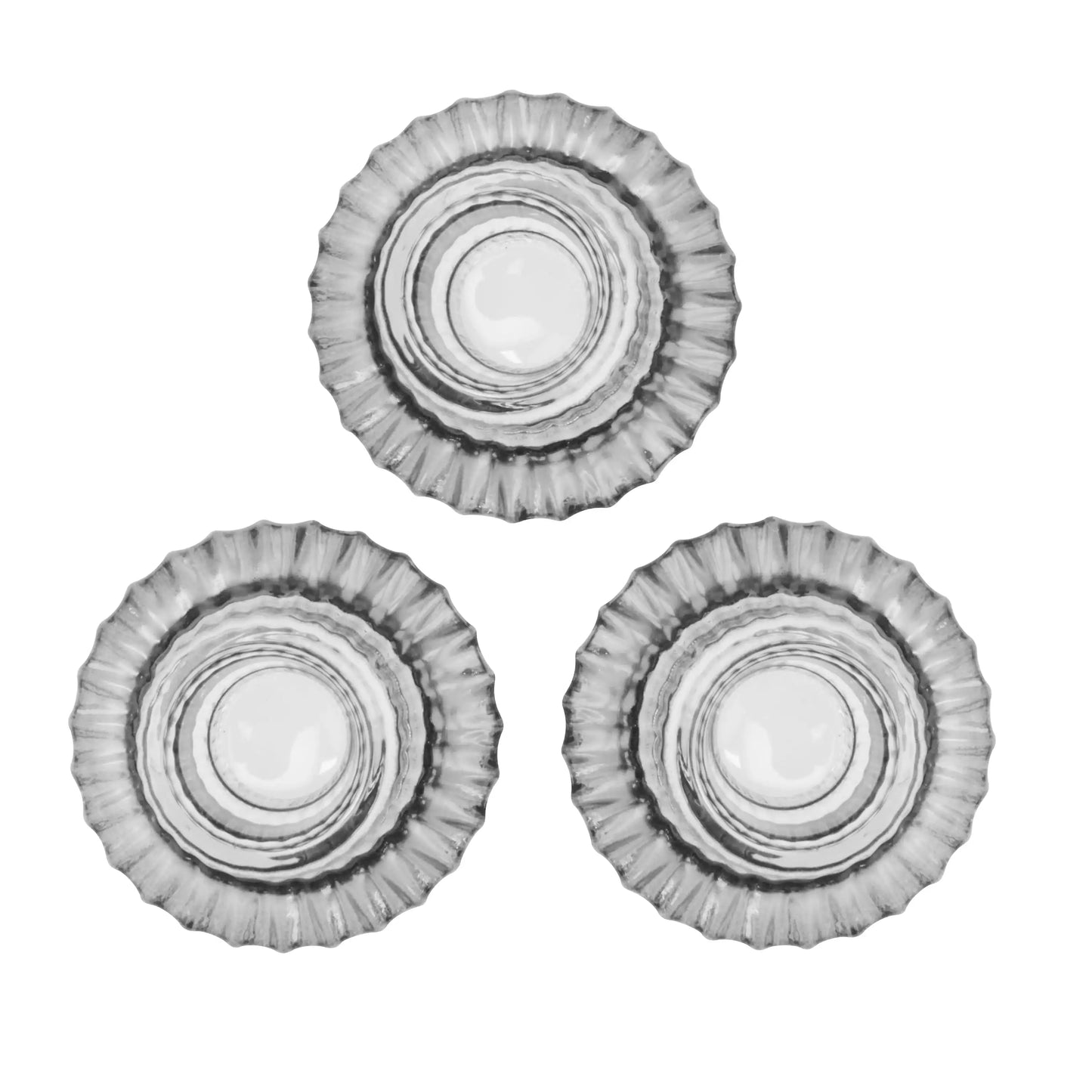 3" Decorative Clear Glass Ribbed Taper Tealight Candle Holder, Set of 3
