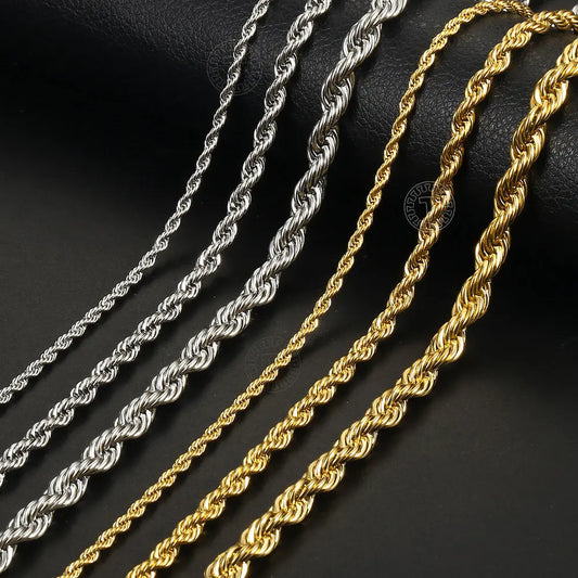 Hermah Stainless Steel Twisted Rope Chain Necklace