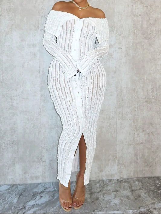 GrandAvenueStore Women Elegant Off Shoulder Bodycon Dress