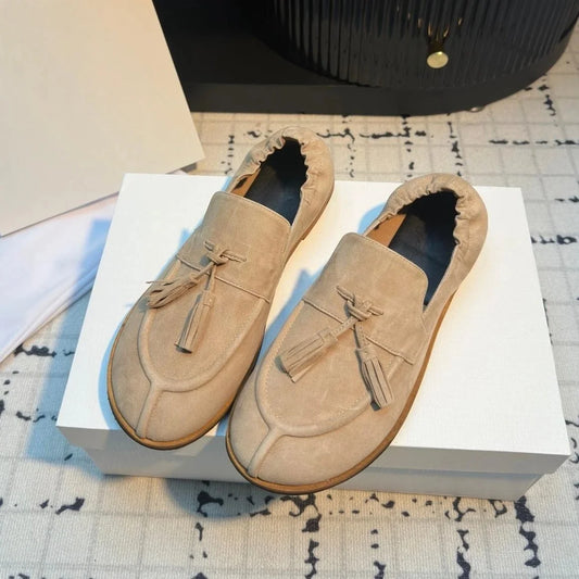 GUANSIYAO Genuine Leather Open Toe Flat Sandals With Flower