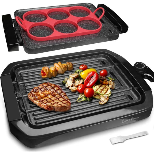 Baker's Friend Indoor Griddle and Grill 2 in 1 Versatile