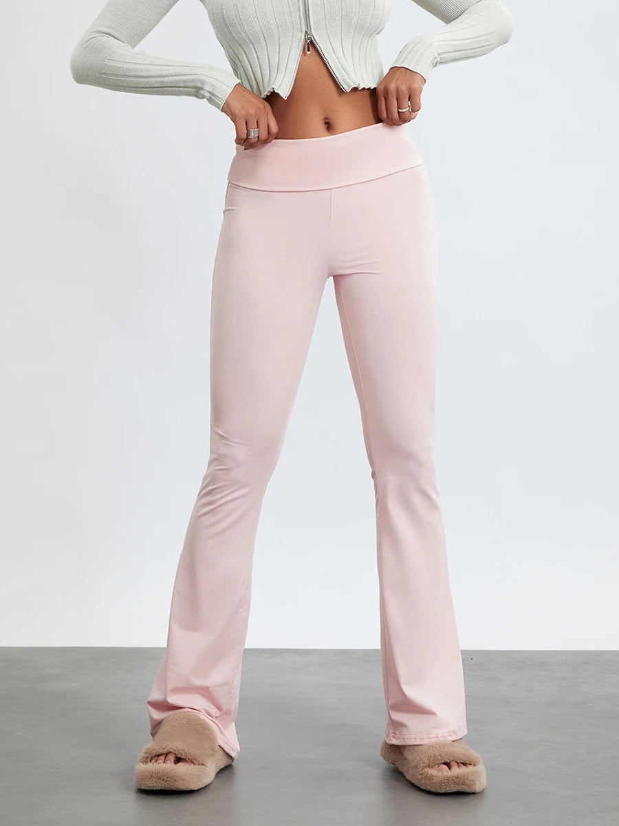 Women s Spring Summer Bell Bottom Pants High Waisted Stretch ming Solid Color Flared Pants