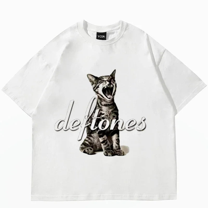 Harajuku Cat Print T Shirt Women Street Style Y2K Fashion