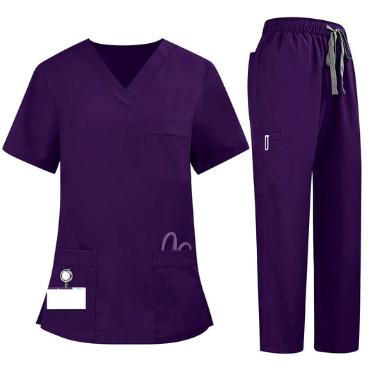 Eillysevens Nursing Scrub Set Quick Dry V Neck Short Sleeve