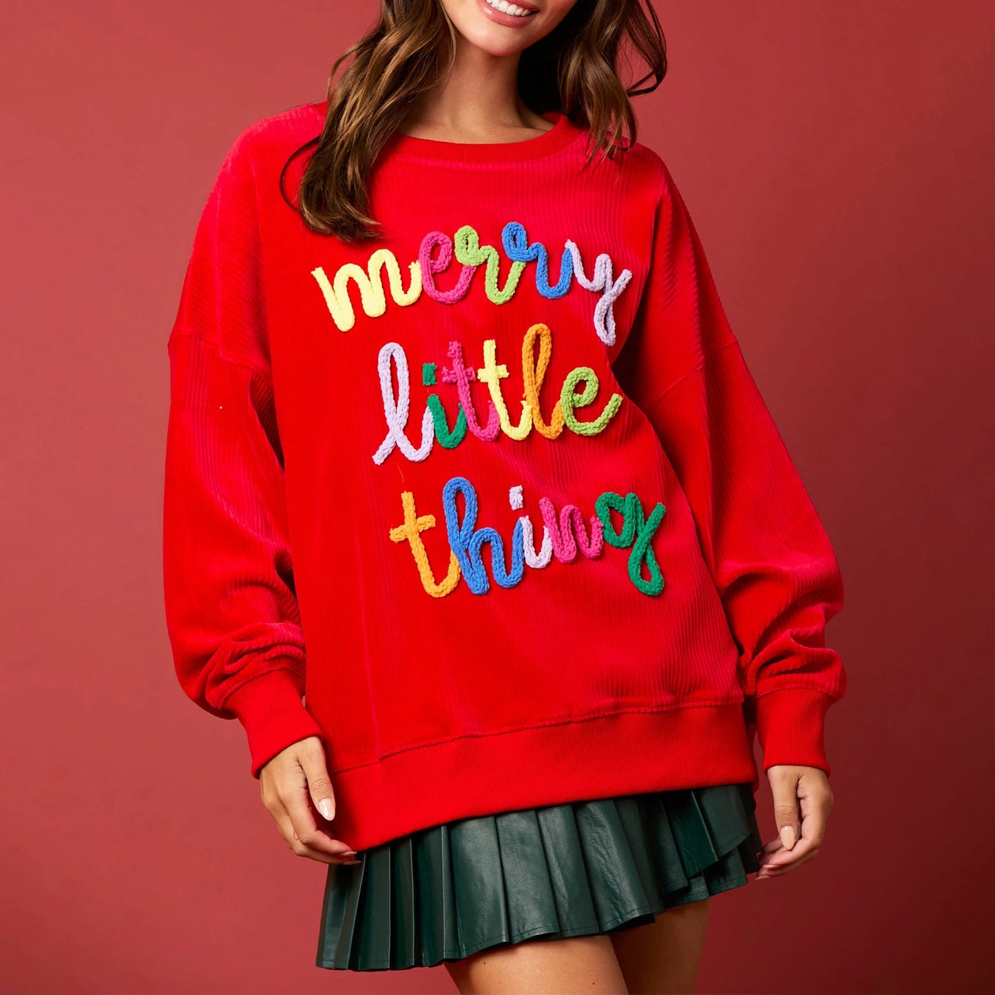 Hirigin Merry Christmas Sweatshirt Women Glitter Patch Crewneck