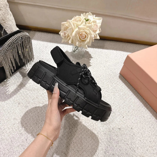 Guansiyao Women's Genuine Leather Sandals Platform Heels