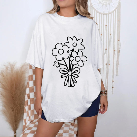 Clothing Womens Flower Bunch Y2K Tee Garden Fresh Cotton