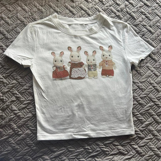 HIZILENT Letter Print Crop Top Women Streetwear Tee