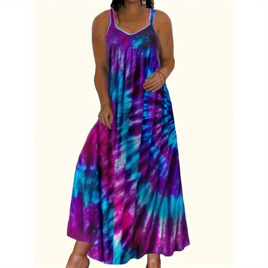 Craft Of Weaving Tie Dye Camisole Dress Printed Sleeveless