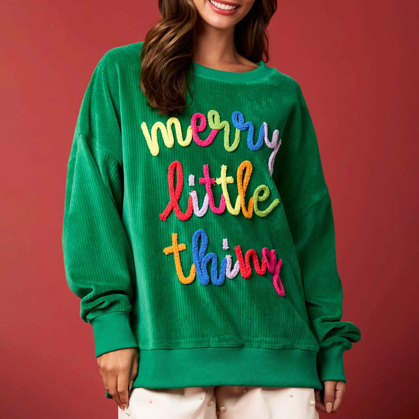 Hirigin Merry Christmas Sweatshirt Women Glitter Patch Crewneck
