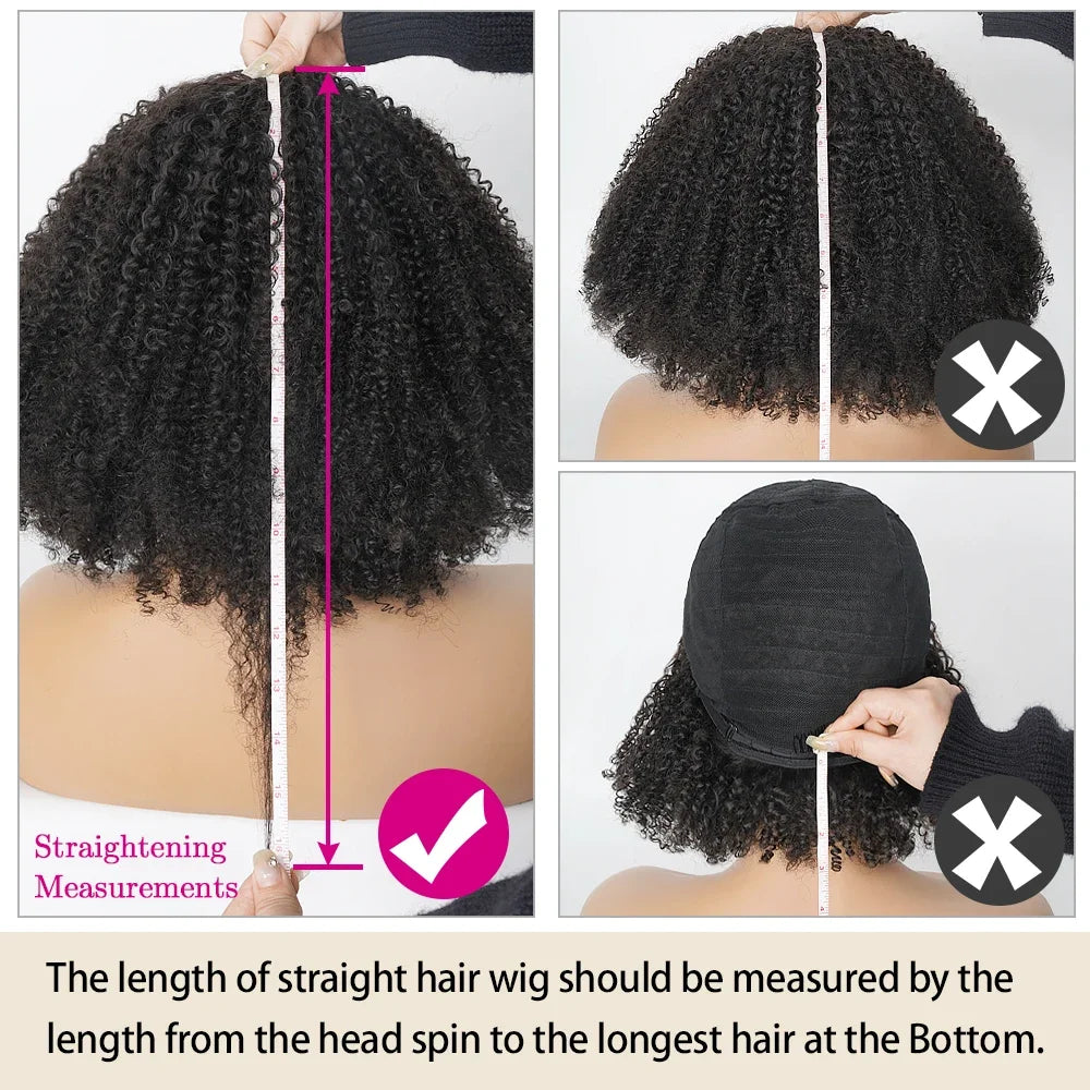 GrandAvenueStore Afro Kinky Curly Short Wig With Bangs