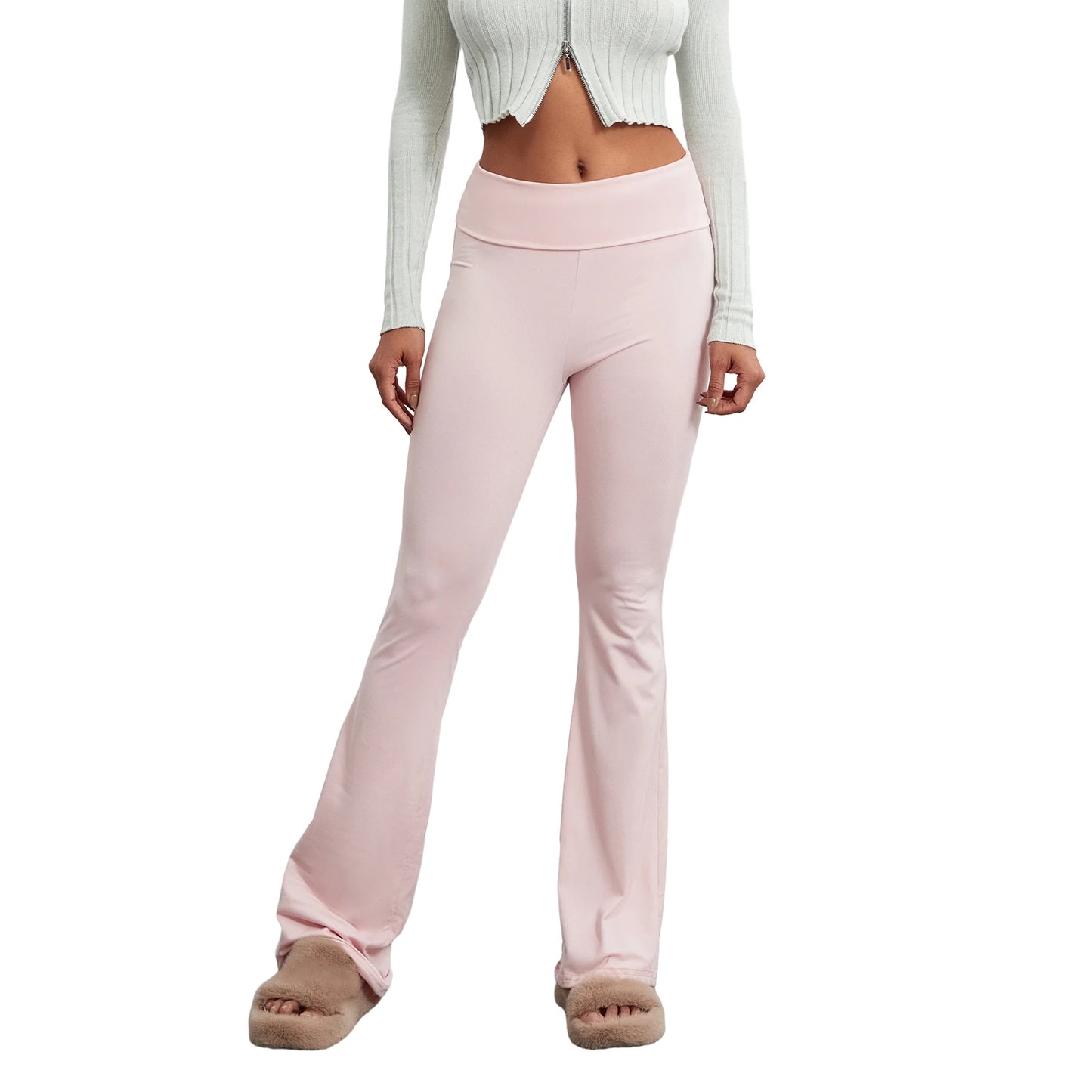 Women s Spring Summer Bell Bottom Pants High Waisted Stretch ming Solid Color Flared Pants