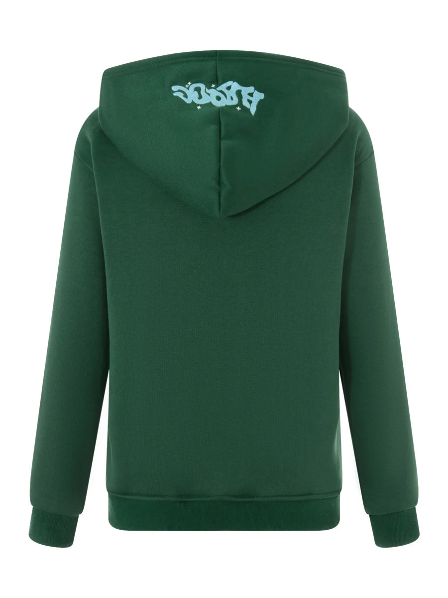 Hirigin Hooded Zip Front Sweatshirt With Pockets