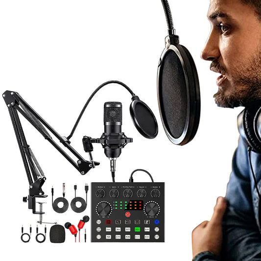 Alloet BM800 V8s Podcast Sound Card Kit With Condenser Mic