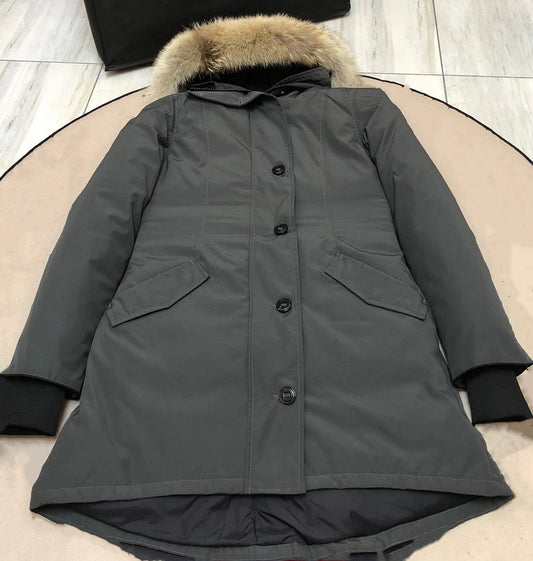 Fujian Womens Long Down Parka Winter Coat Luxury Wool Blend