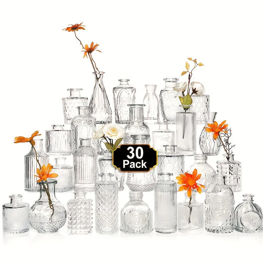 Function 30Pcs Glass Bud Vase Set for Wedding Centerpieces
